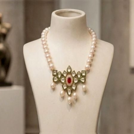 Handcrafted Meenakari Kundan Glass Bead Necklace
